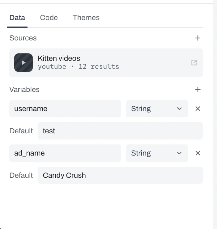 Redesigned data sidebar